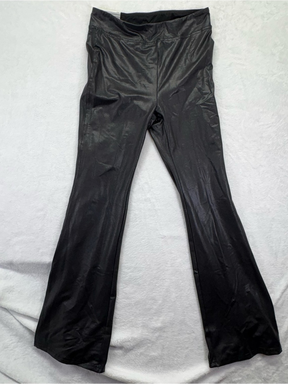 Serra Black Faux-Leather Flare Pants